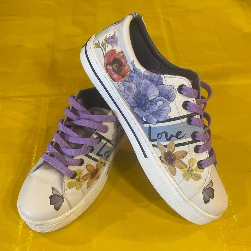 Brighton Grove Floral Butterfly Leather Sneakers
